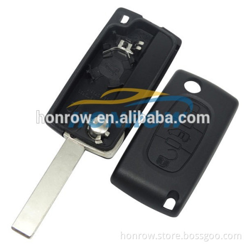 Hot Sales- For Fi 3 buton flip remote key blank with battery place HU83 blade